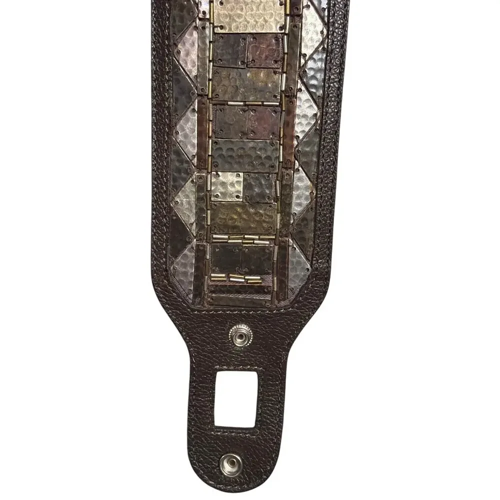 Chico's NWT Artisan Hammered Mixed Metal Stretch Belt Brown Leather Size 3 M